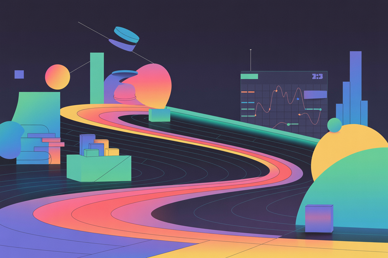 Abstract 3D illustration of data analytics and financial charts representing the concept of Big Data accounting and decision-making.